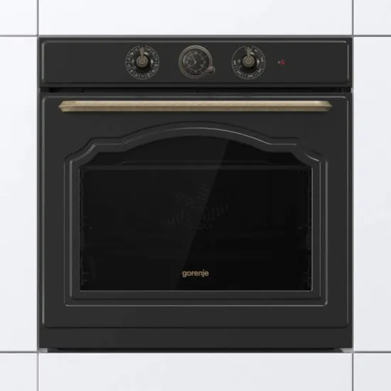 Gorenje BOS67372CLB beépíthető fekete rusztikus sütő ExtraSteam gőzfunkcióval, 59.5x56.4x59.5 cm