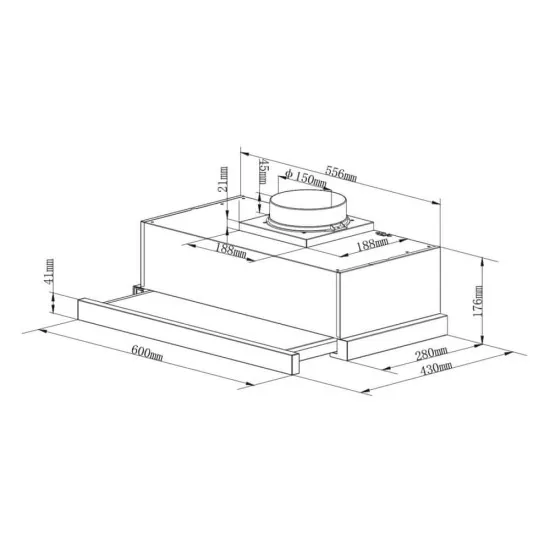 Candy CBT6130/3X beépíthető kihúzható konyhai elszívó, 60x28x17.5 cm, ezüst szín 