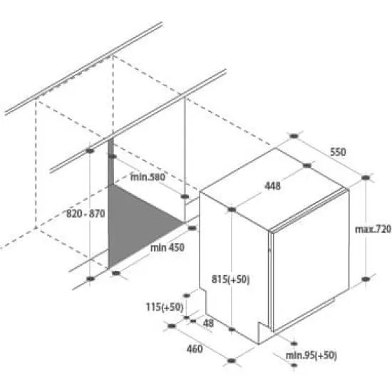Candy CDIH 2L1047 teljesen beépíthető keskeny mosogatógép, 10 teríték, 44.8x55.5x81.6 cm