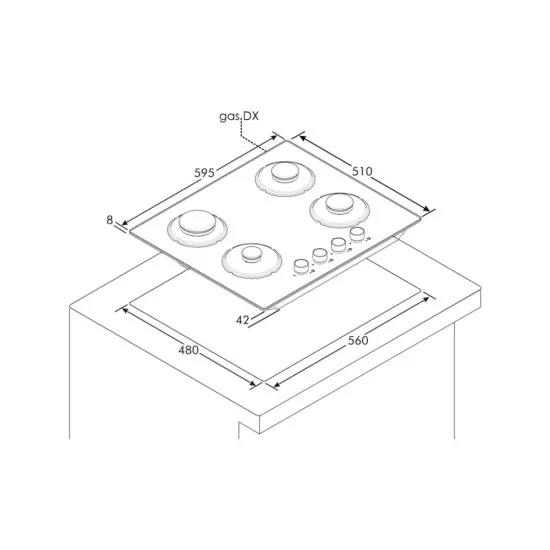 Candy CVG6BR4WPB fekete beépíthető gázfőzőlap