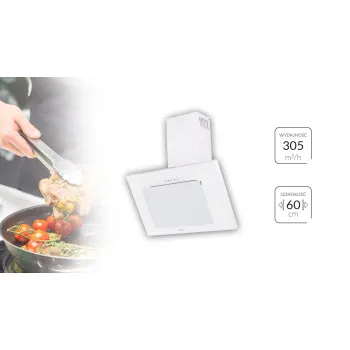 MPM MPM-60-OV-10 fehér döntött konyhai elszívó ház fehér üveg panel