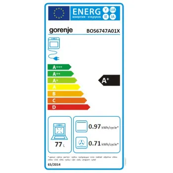 Gorenje BOS6747A01X beépíthető inox sütő ExtraSteam gőzfunkció 2 sütősín, 77L, 59.5x56.4x59.5 cm
