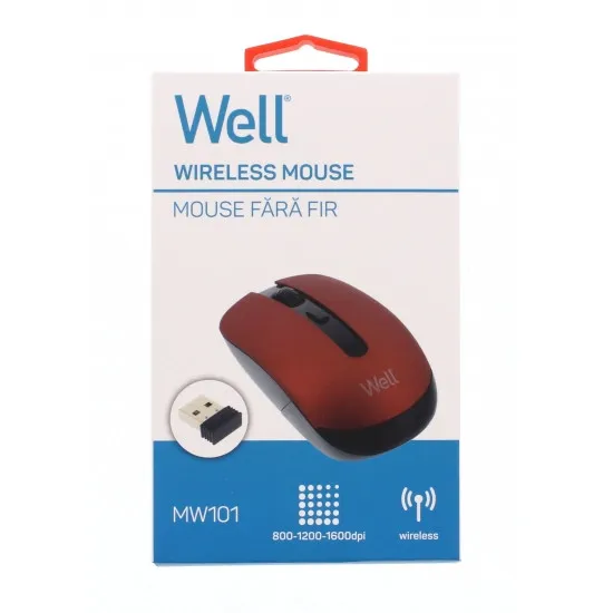 Well MOUSE-WLESS-MW101RD-WL, Vezeték nélküli Optikai egér