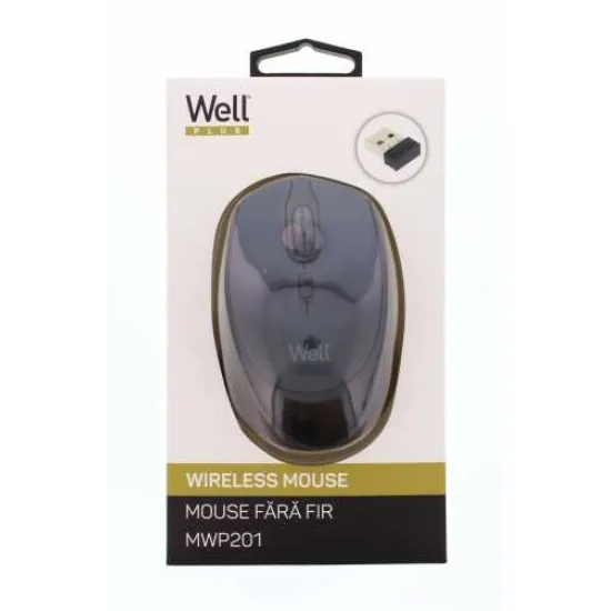 Vezetéknélküli optikai egér 800-1600dpi, fekete, 2.4GHz, 4D