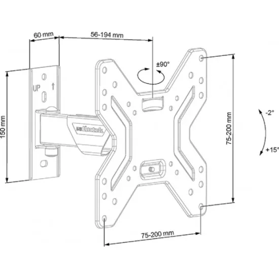 ECG LD174202 17“ - 42“ elforgatható, dönthető LED/LCD tv tartó VESA: 75×75 200×200