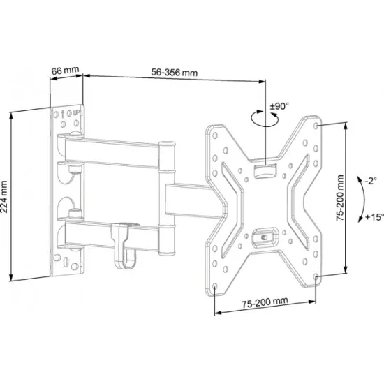 ECG LD174201 17“ - 42“ kihúzható, elforgatható, dönthető LED/LCD tv tartó VESA: 75×75 és 200×200