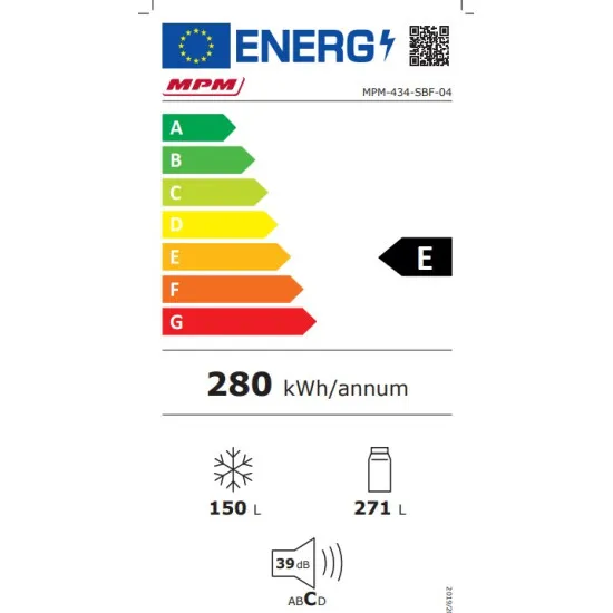 MPM MPM-434-SBF-04 Side by Side inverter motoros sötét inox Multidoor, 271/150L, inverteres kompresszor, 79x70x180 cm 