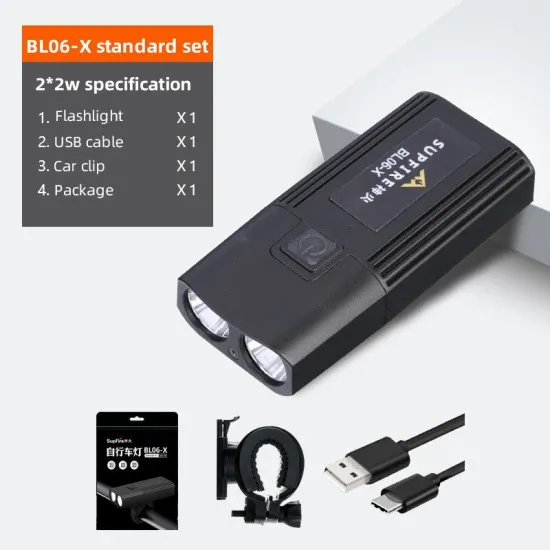 Superfire AKKUS 1800mAh kerékpáros zseblámpa BL06-X, USB, 275lm