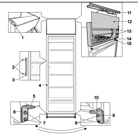 Snaige CD40DM-S3JJ1EX fekete üvegajtós hűtőszekrény 60x60x200,25 cm, 385 liter