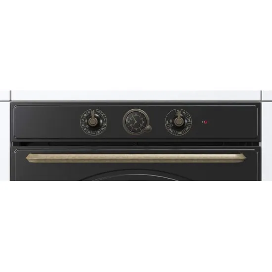 Gorenje BOS67372CLB beépíthető fekete rusztikus sütő ExtraSteam gőzfunkcióval, 59.5x56.4x59.5 cm