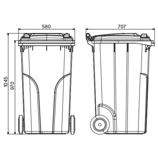 Europlast Kuka 240l barna kerekes hulladék tároló 
