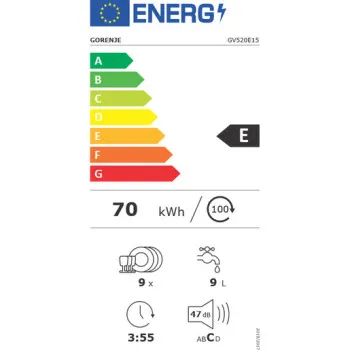 Gorenje GV520E15 teljesen beépíthető mosogatógép, 9 teríték, 44.8x55x81.5 cm, fekete szín 