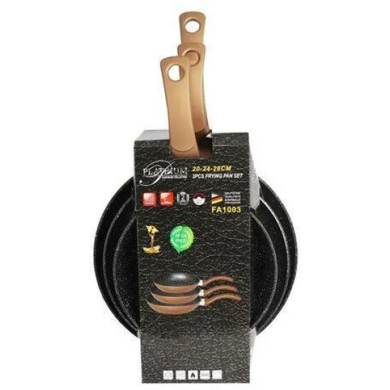 Platinum serpenyő SZETT 3 részes fekete 20-24-28 cm FA1003