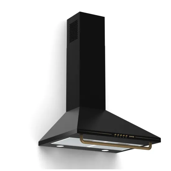 Gorenje WHC63CLB rusztikus kürtős fali elszívó, 60x50x25 cm, fekete 