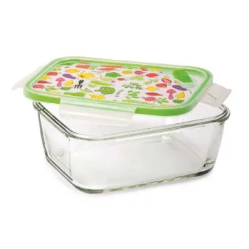 Snips 010006 üveg ételtároló doboz, 0.8 liter, dekorációval, négyzet alakú