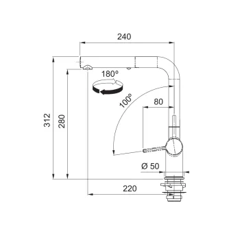 Franke Active Plus L Doccia egykaros mosogató csaptelep,krom/kasmír,115.0653.389