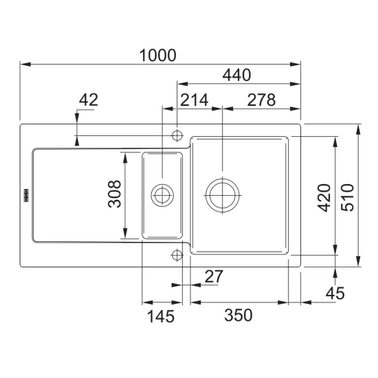Franke MRK 651-100 Maris Fraceram kerámia fekete színű mosogatótálca,100x51cm,124.0335.704