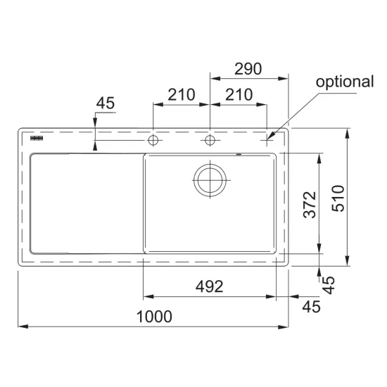 Franke MTK 611-100 Fraceram kerámia gleccser fehér színű mosogatótálca,100x51cm,124.0335.707