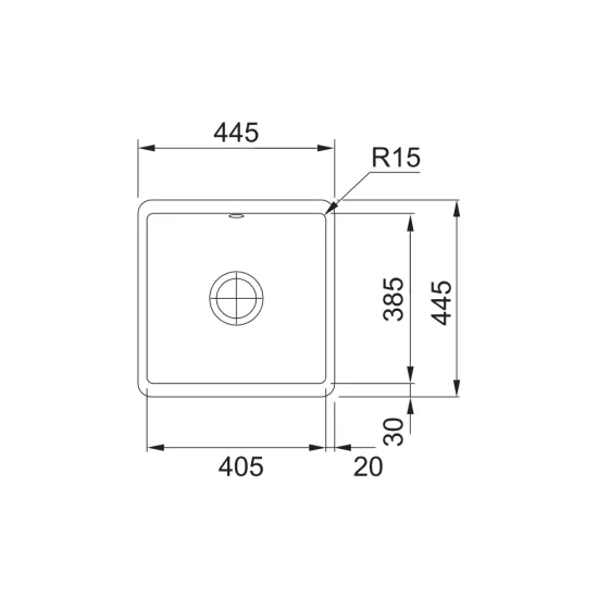 Franke KBK 110-40 Kubus,Fraceram kerámia munkalap alá építhető fekete színű mosogatótálca,44.5x44.5cm,126.0335.878