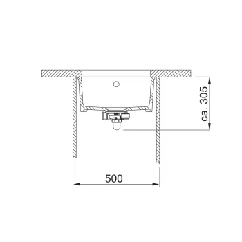 Franke KBK 110-40 Kubus,Fraceram kerámia munkalap alá építhető fekete színű mosogatótálca,44.5x44.5cm,126.0335.878