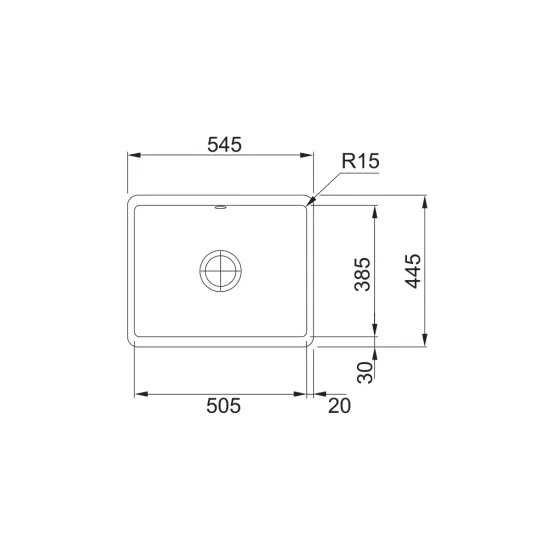 Franke KBK 110-50 Kubus,54.5x44.5cm,Fraceram kerámia munkalap alá építhető,magnólia színű mosogatótálca,126.0335.880