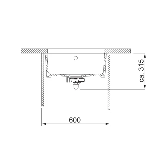Franke KBK 110-50 Kubus Fraceram kerámia munkalap alá építhető, antracit matt színű mosogatótálca,126.0380.350,54.5x44.5cm