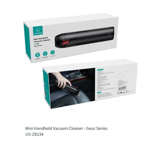 Usams ZB234 akkumulátoros mini hordozható porszívó 6000Pa teljesítménnyel fekete 