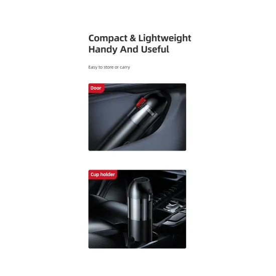 Usams ZB234 akkumulátoros mini hordozható porszívó 6000Pa teljesítménnyel fekete 