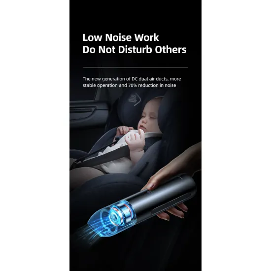 Usams ZB234 akkumulátoros mini hordozható porszívó 6000Pa teljesítménnyel fekete 