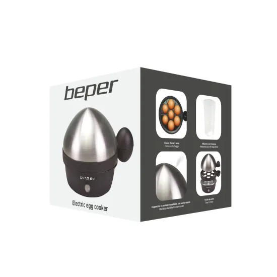 Beper BC.125 tojásfőző fekete, acélkupolás fedővel 360W