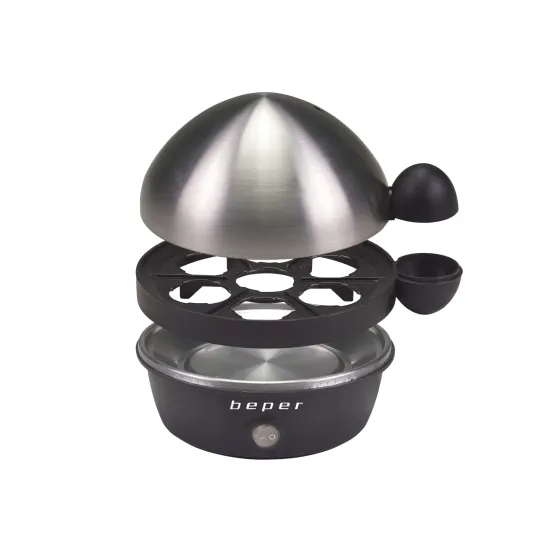Beper BC.125 tojásfőző fekete, acélkupolás fedővel 360W