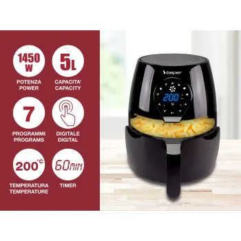 Beper P101FRI050 forrólevegős sütő, fritőz 5L fekete, 1450W