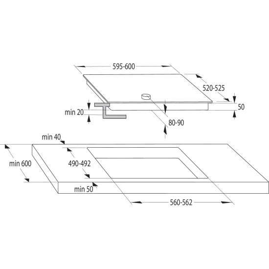 Gorenje EC641BSC üvegkerámia főzőlap kapcsoló gombos, 60x52x9.2 cm