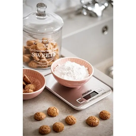 Mesko MS3169W inox digitális konyhamérleg fehér kerettel