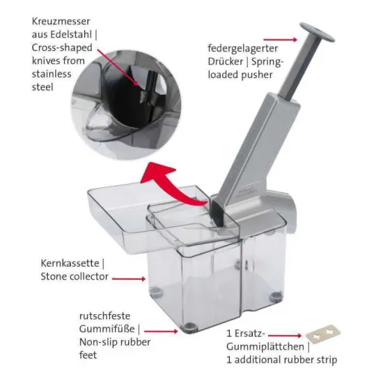 Westmark meggymagozó 40702260 profi meggymagozó, nagy teljesítményű, Alumínium + SAN + rozsdamentes acél