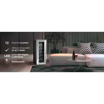 Eta 978290010F borhűtő 38L, 74,0 x 27,3 x 54,7 cm, 12palack