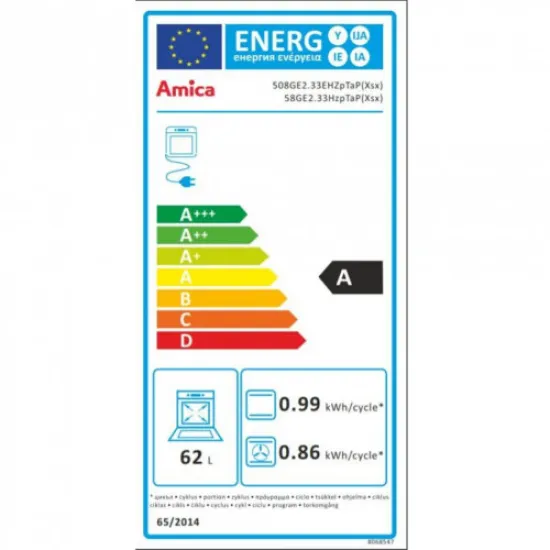 Amica 55343 kombinált tűzhely fehér kombinált 9 programos légkeveréses, 50x60x85 cm 