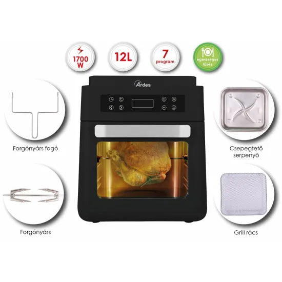 Ardes 1KP12000 Air Fryer többfunkciós forrólevegős sütő,12L,5az1ben