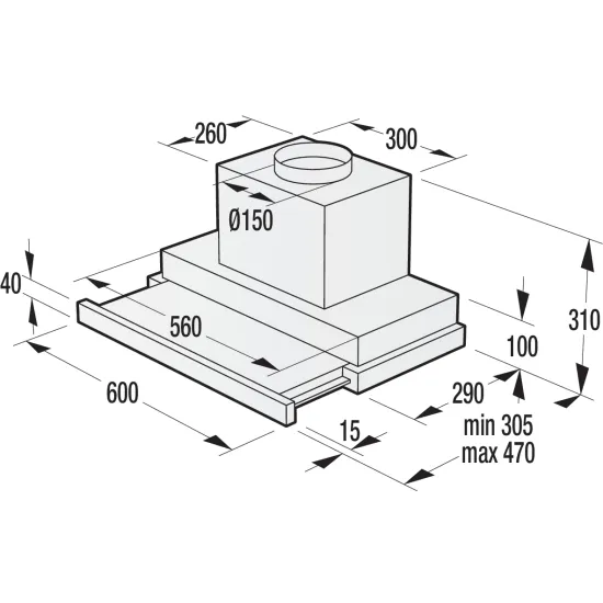 Gorenje BHP623E13X beépíthető kihúzható elszívó, 60x30.5x31 cm, szürke szín 