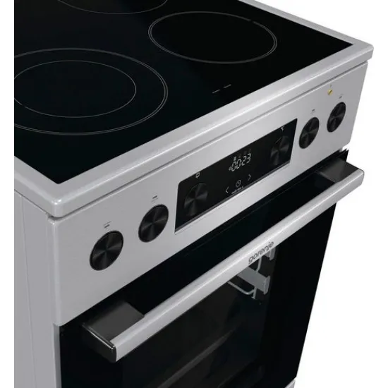 Gorenje GECS5C70XA inox elektromos kerámialapos tűzhely gőzfunkció, teleszkópos sütősín, duplagyűrűs és ovális főzőzónával