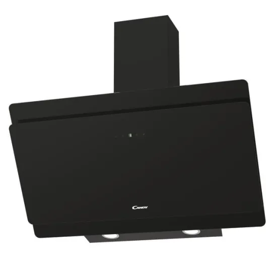 Candy CVMA90N beépíthető falra szerelhető döntött kürtös konyhai elszívó,90cm,LED világítás, Glass, fekete