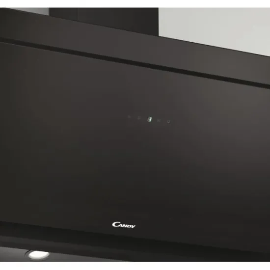 Candy CVMA90N beépíthető falra szerelhető döntött kürtös konyhai elszívó,90cm,LED világítás, Glass, fekete
