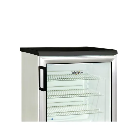 Whirlpool ADN 140 W üvegajtós hűtőszekrény, aluminium, 85cm magas, 123L