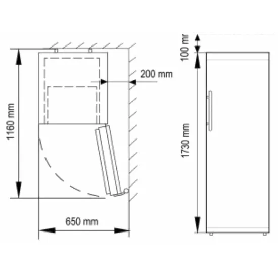 Whirlpool ADN 350S egyajtós hűtőszekrény, 350L, szürke, 173cm