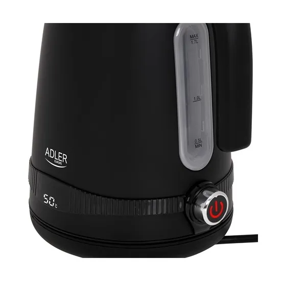 Adler AD 1295B 1.7L vízforraló LCD-vel, hőmérséklet-szabályozással 40-50-60-70-80-90-100 ° C