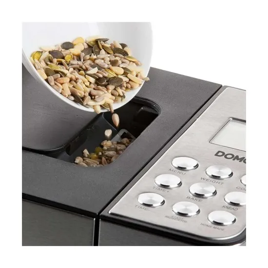 Domo B3971 automata kenyérsütő gép adagoló nyílással, fekete inox színű 