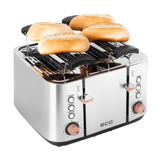 ECG ST 4767 TIMBER 4 rekeszes rozsdamentes kenyérpirító