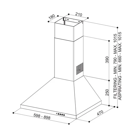 Faber STRIP SMART LED EV8 X A60 beépíthető kürtös konyhai elszívó,60cm,