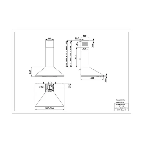 Faber VALUE PB BK A90 beépíthető kürtös konyhai elszívó,90cm,