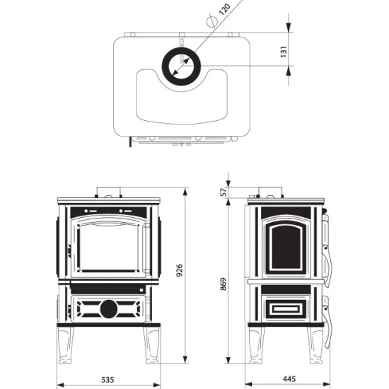 Ferguss Lux öntvény kandalló,10,2kW, szürke